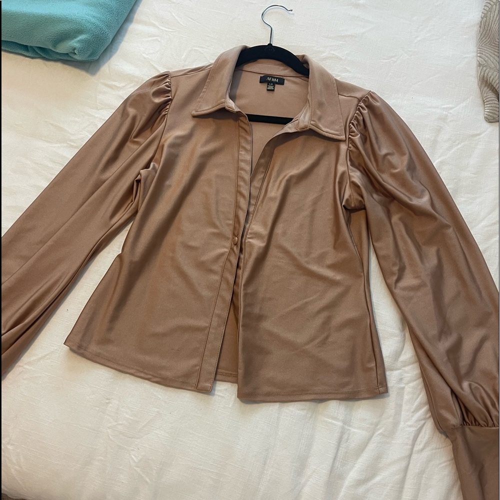AFRM Satin Puff Sleeve Top